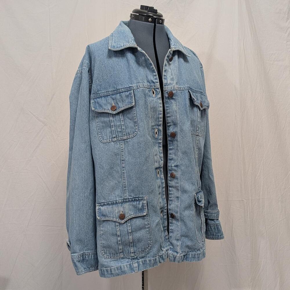 Bill Blass Jeanswear light wash 100% cotton utility denim jacket, size 1X